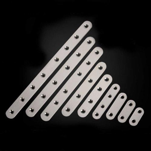 BESTU Stainless Steel Straight Plates, 12-Piece Set, 78 X 18 X 2mm, Flat Plates, Furniture Fixing Plates, Brackets, Screws Included