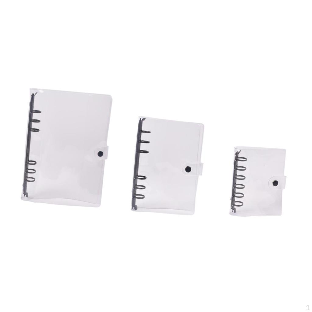 3 Pieces Binder Planner Cover Clear Notebook Sleeve Refillable PVC Protector Organizer Loose Leaf