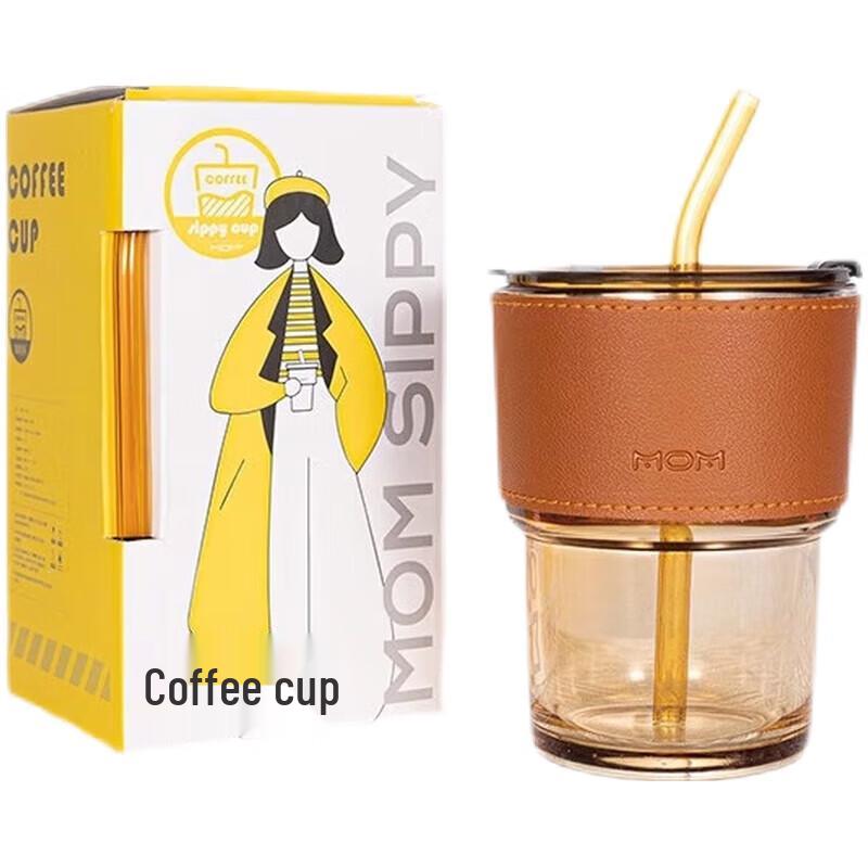 MOM Coffee Sippy Glass Cup