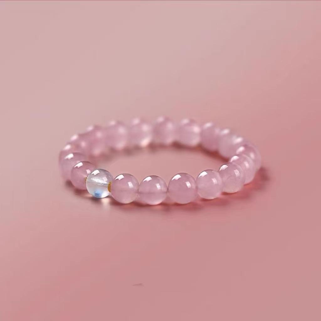 Natural Hibiscus Pink Moonstone Crystal Bracelet Unique original design simple and fresh peach blossom bracelet Natural pink crystal brac