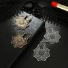 Antique Tribal Gypsy Dangle Ear stud Floral Earring Hollow Out Mandala Flower Pendant