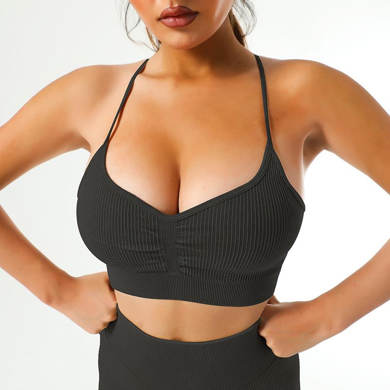 

Топ-камезоль на бретелях, бюстгальтер для йоги, цельный спортивный бюстгальтер, плотно облегающий, высокая поддержка спины, быстросохнущий, фитнес-жилет для женщин L