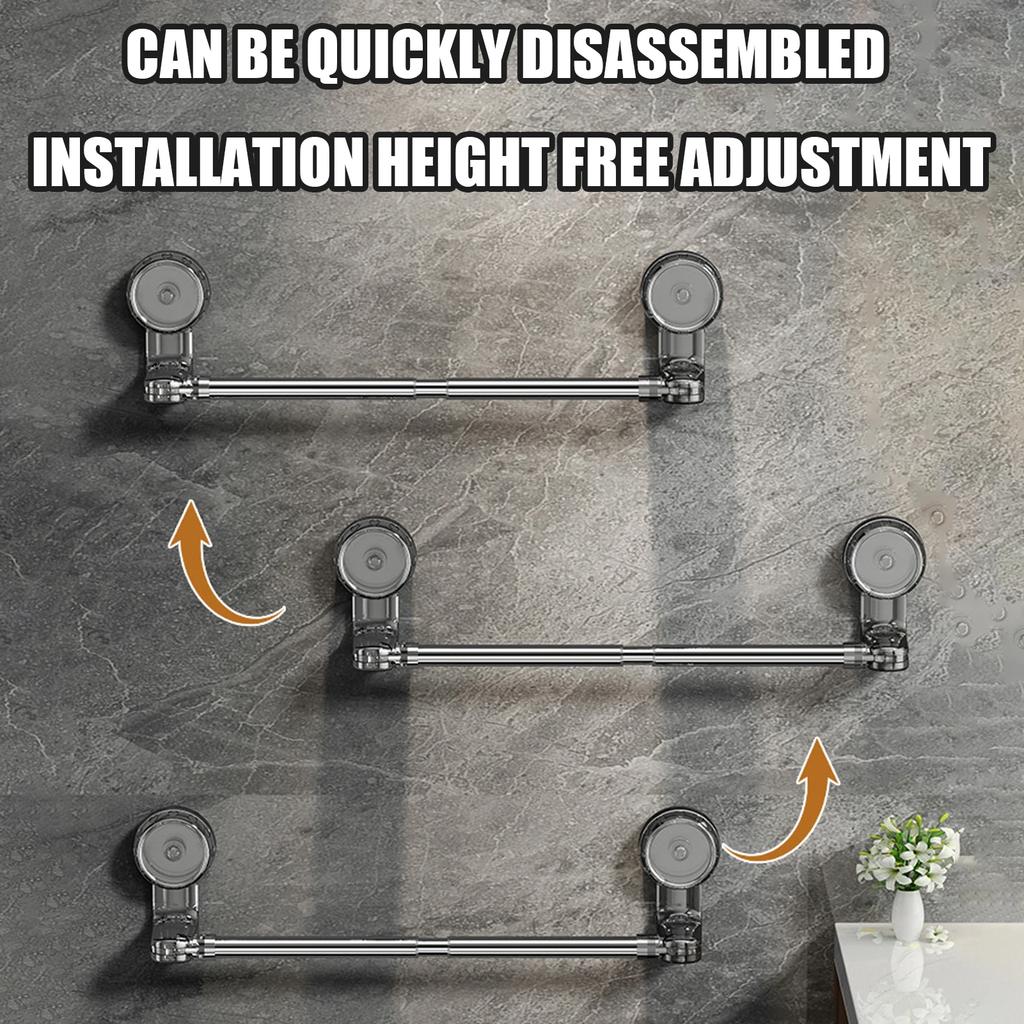 L35/59/75cm Bathroom Storage Rack Scalable Suction Cup Storage Rod For Towels Bath Towels Clothes Non Perforated Organizer Pole