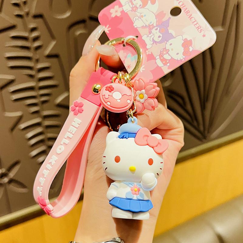 Adorable Sanrio Cherry Blossom Cinnamoroll Silicone Keychain Trendy Bag Charm