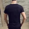 V-Neck Short Sleeve Thin Men T-shirt Summer Solid Color Slim Fit Tee Top Streetwear