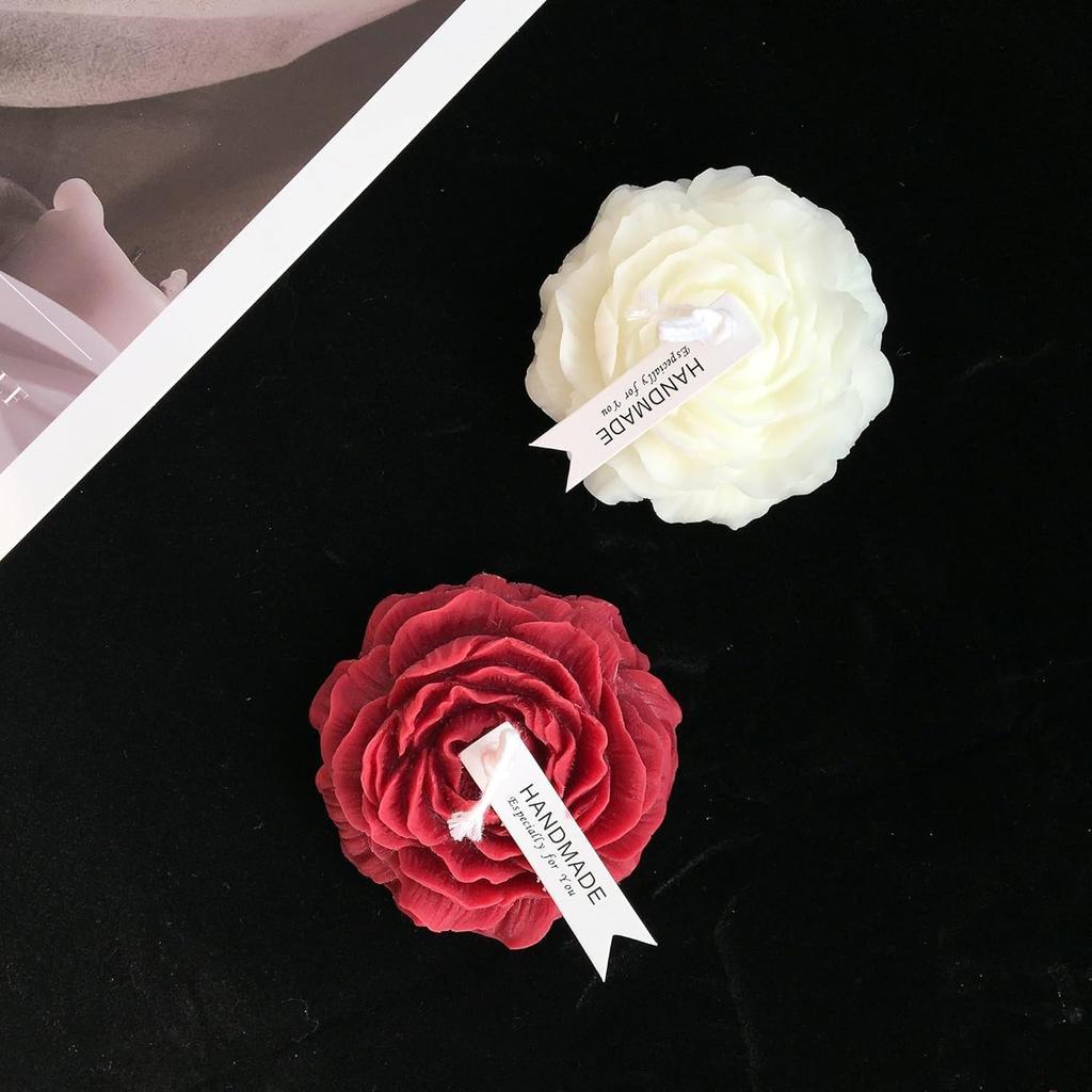 118.4°F 4 Pcs Low Temperature Candles Wine Red Red Pink White Peony Flower Shaped Scented Candles Adult Low Heat Body Safe Candles Wax Play for