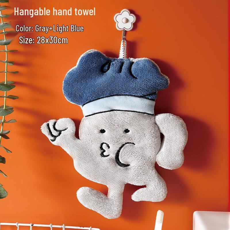 Cartoon Bear Duck Hanging Hand Towel - Absorbent & Quick-Drying for Bathroom.