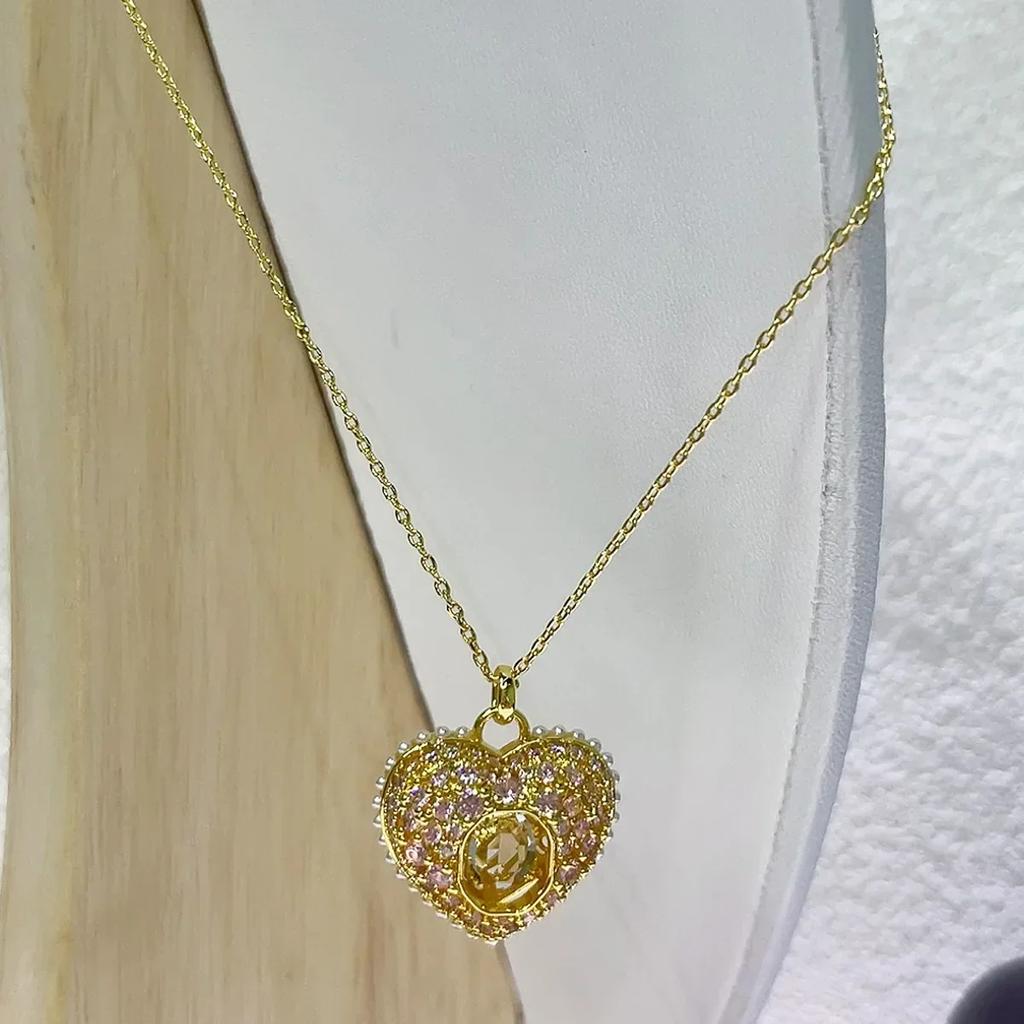 2026 New Trend Fine Jewelry Set Charming Heart Crystal Fashion Stainless Steel Necklace Earrings As a Anniversary Gift for Women