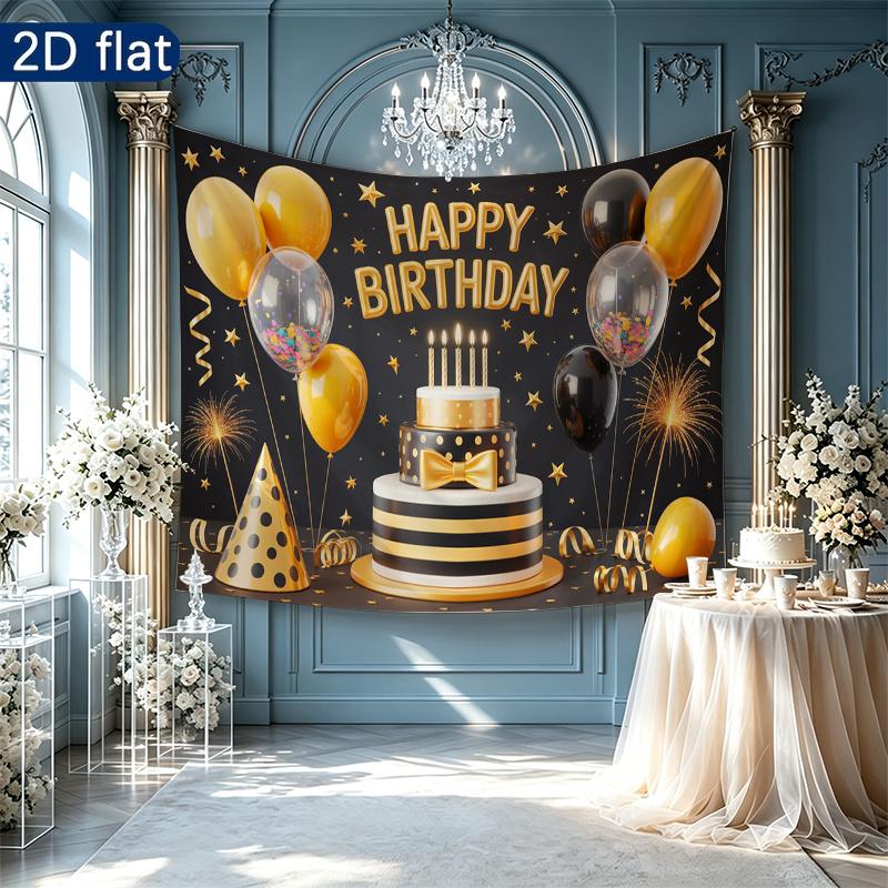 Party Backdrop Birthday Black Photo Booth Background Front Door Decor