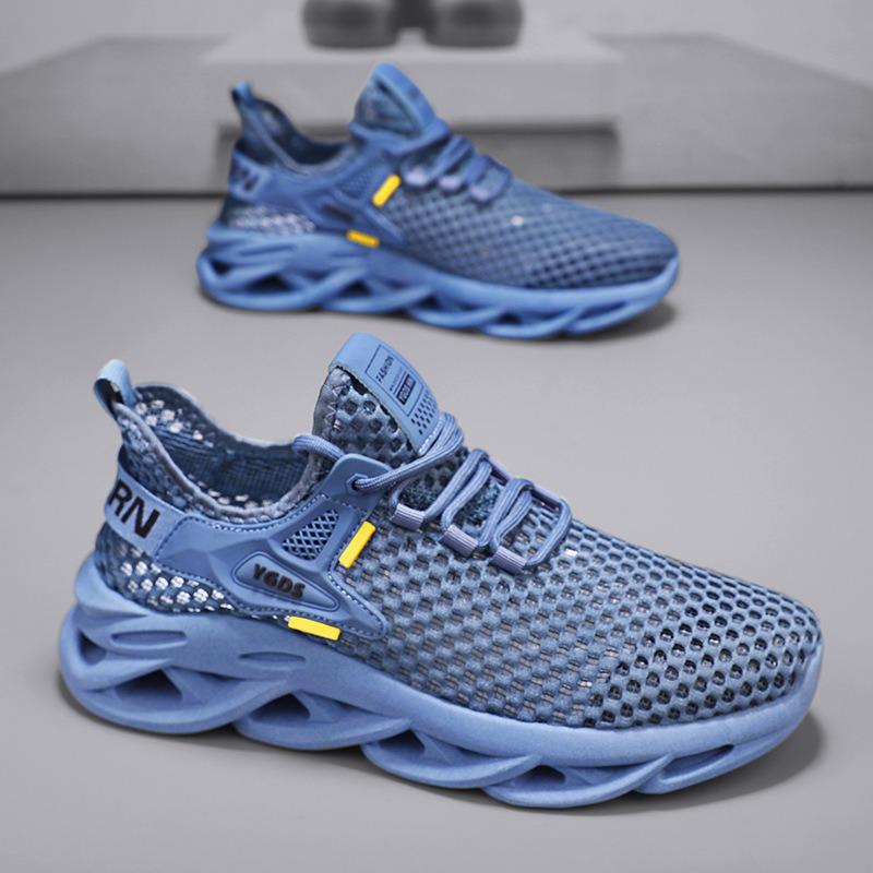 Sommer neue tägliche Lauf-Sport-Schnür-Trend-Herrenschuhe Mesh-Netz atmungsaktiv Low-Top Klingenboden - Viertel