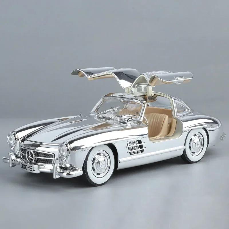 

1:24 Scale 300SL 500K Car Toy Model Sound Light Doors Opened Classic Cars Alloy Diecast Shock Absorption Models Kids Presents