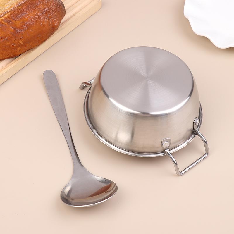 304 Stainless Steel Tableware Set - Silver Instant Noodle Bowl, Korean Rice Wine Bowl, Double-Handle Ladle & Salad Snack Basket