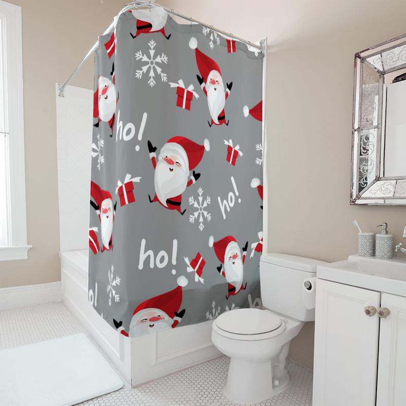 TU Christmas Shower Curtain Festive Holiday Bathroom Decor Reversible Waterproof Fabric Xmas Pattern Backdrop Personalized Gift