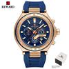 REWARD 831508 Top Fashion Men's Quartz Watch Multi Functional Automatic Date Chronograph Design Casual Silicone Watches for Man