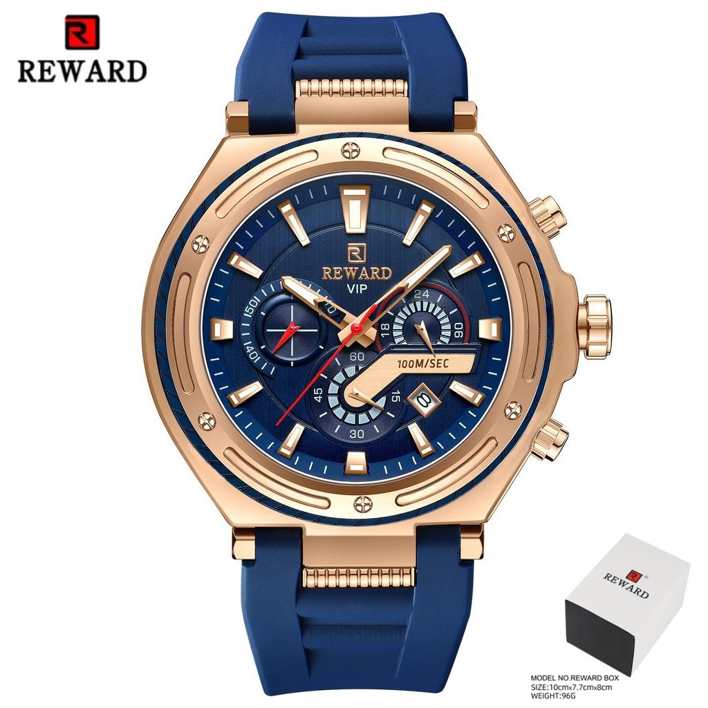 REWARD 831508 Top Fashion Men's Quartz Watch Multi Functional Automatic Date Chronograph Design Casual Silicone Watches for Man