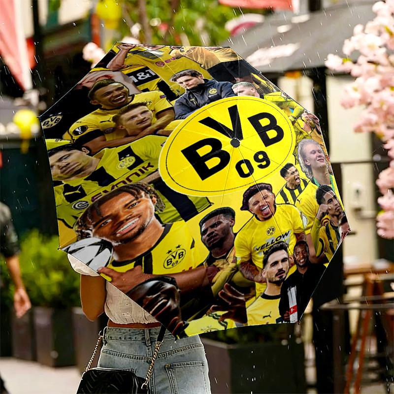 Borussia Dortmund Druckschirm Automatisches Öffnen/Schließen - Tragbares faltbares Design - Tägliche Nutzung für Reisen/Outdoor - Geschenk zum Geburtstag