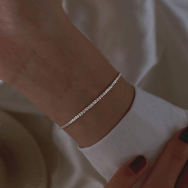Bracciale Minimalista Shiny Gypsophila – Catena Regolabile In Argento, Gioiello Sottile Per Donne E Ragazze