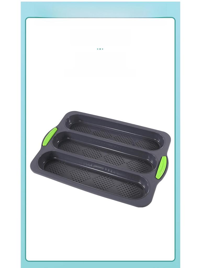 Silicone Perforated Baguette Baking Pan - 3-Slot Non-Stick Bread and Cake Mold