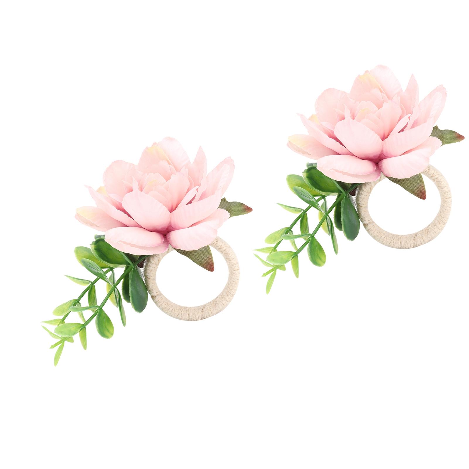 

2Pcs Hemp Rope Napkin Buckle Simulation Flower Napkin Ring for Hotel Western Restaurant Type 1