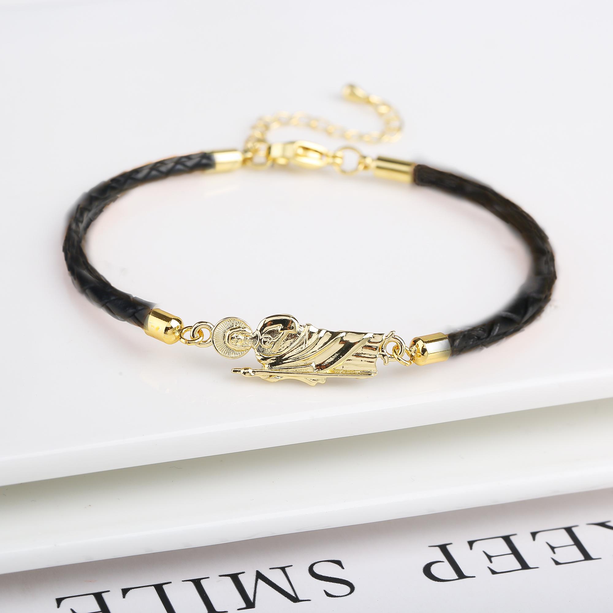 

Green Pink Religious St. Jude Leather Rope Braided Jewelry Bracelet Fashion for Man Woman Daily Party Zirconia Jewelry 10
