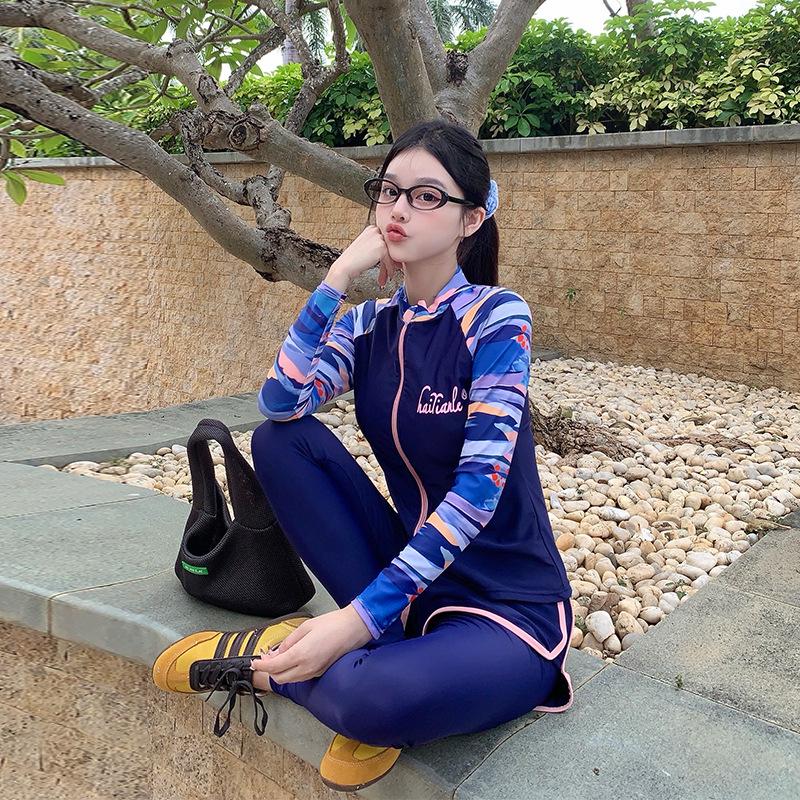 

Женский пляжный комплект из двух частей с длинными рукавами и брюками с разрезами Large