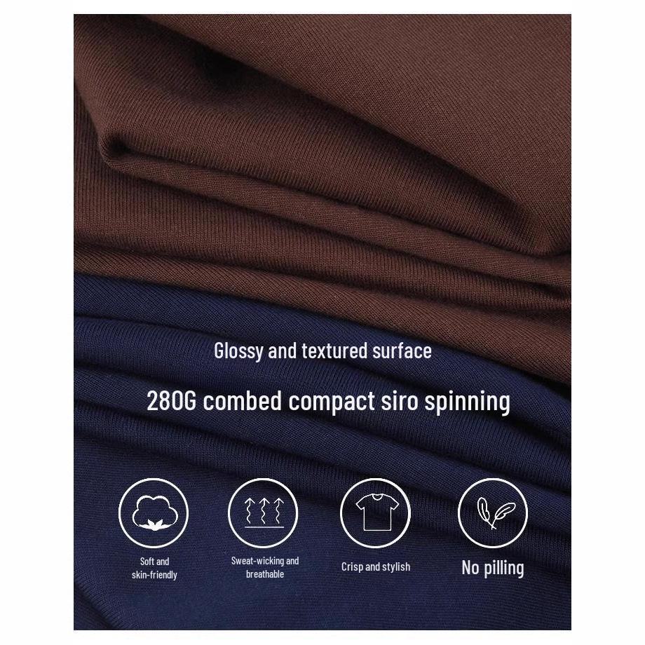 280G Heavy Cotton Short-Sleeve Dropped Shoulder Solid Color T-Shirt for Couples