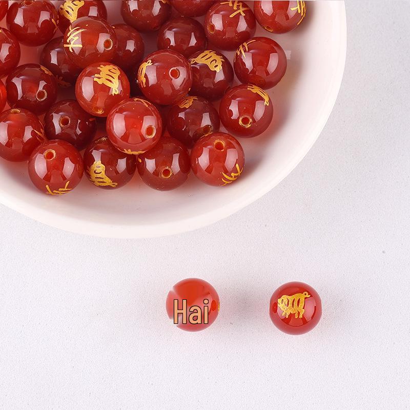 Náramek a přívěsek z červeného achátu dvanácti znamení zvěrokruhu s DIY distančními korálky ve tvaru sudu