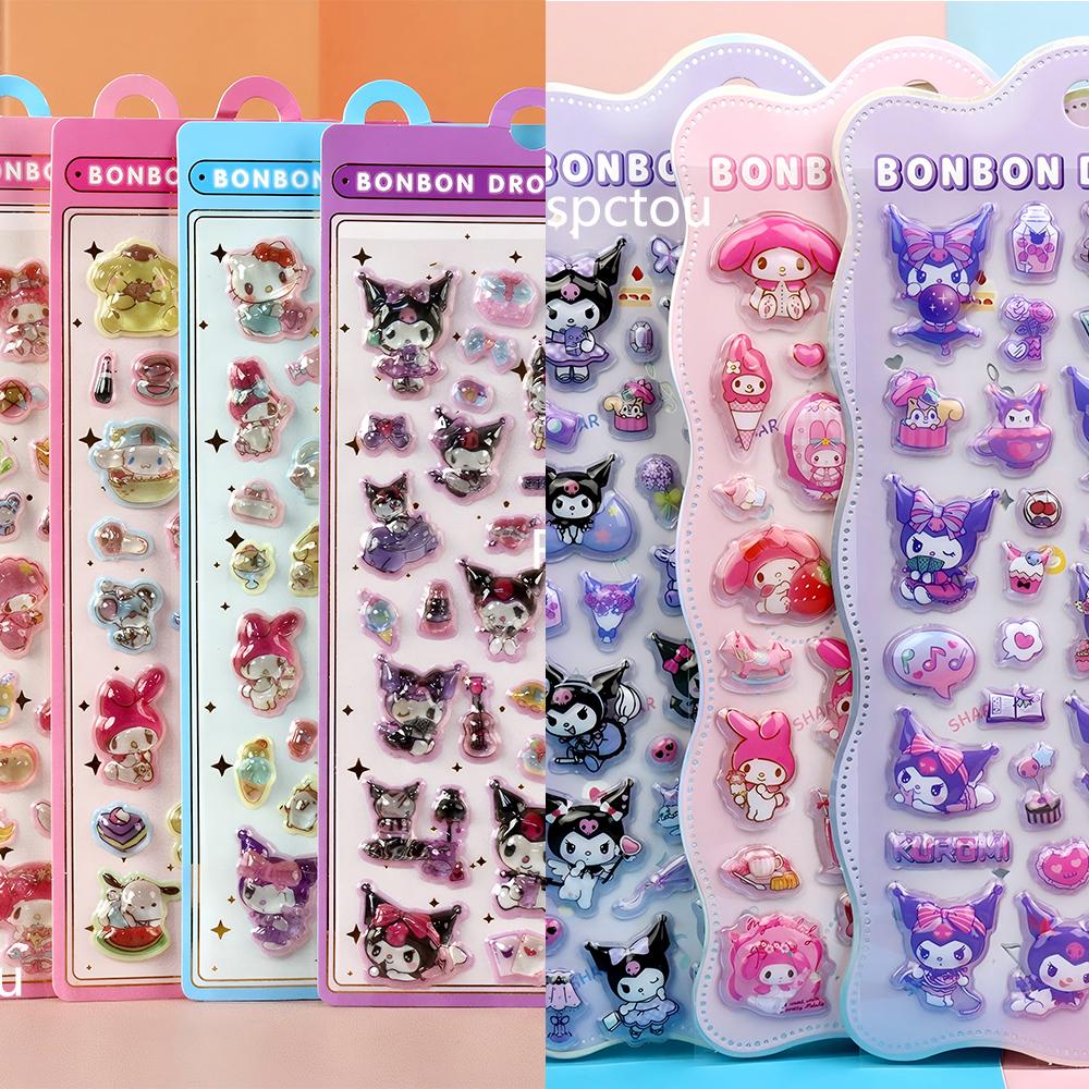 Cute Sanrio Series 3D Relief Stickers Aesthetic Decoration Decals Kawaii Cinnamoroll My Melody Kuromi Cartoon Bubble Sticker Toy