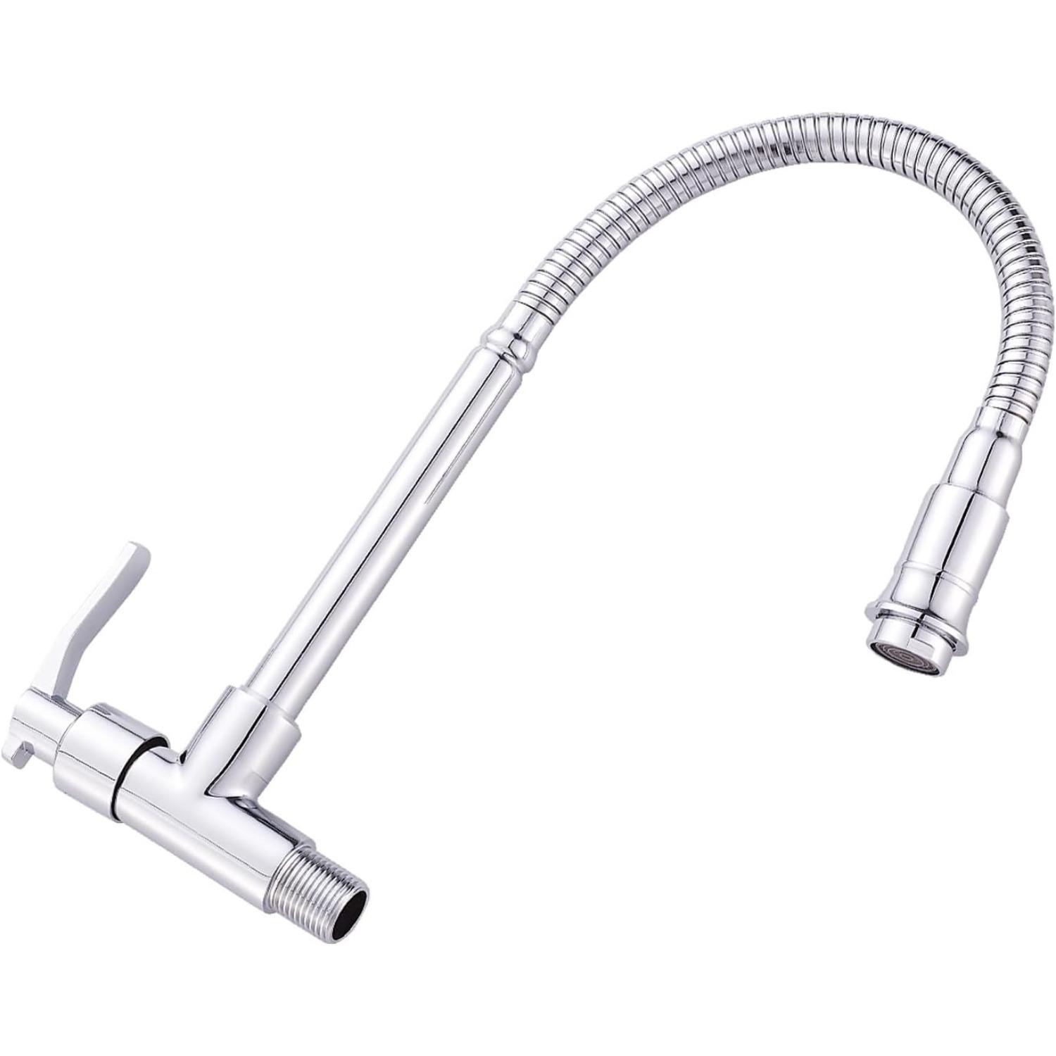 

Уличный кухонный кран для мойки - вращающийся на 360° одно отверстие с одной ручкой для холодной воды кухонный кран с гибкой горловиной для прачечной B