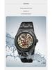 Men's Luxury Stainless Steel Skeleton Mechanical Watch with Large Dial, Fully Automatic Design