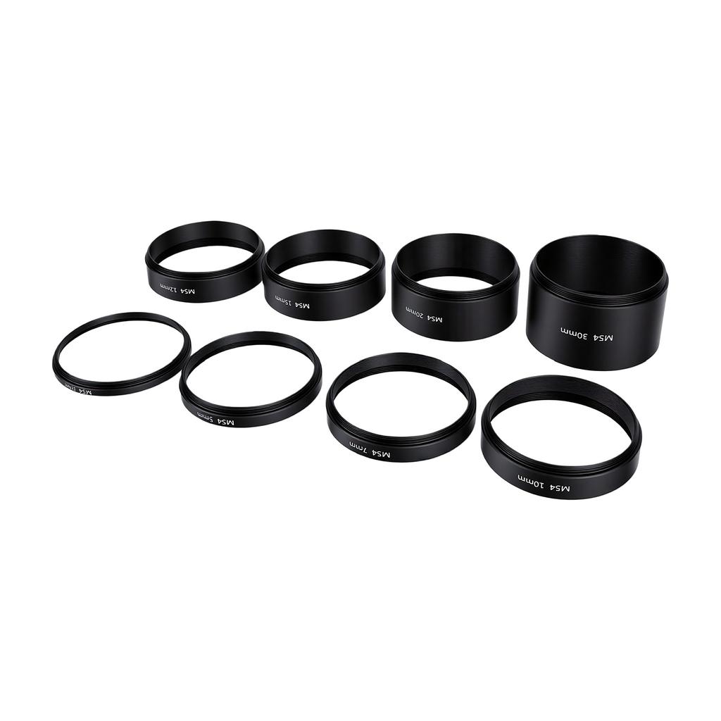 8PCS Black Telescope Extension Tube M54x0.75 Stackable Threaded Dazzle Proof Astronomical Telescope Spacer Kit