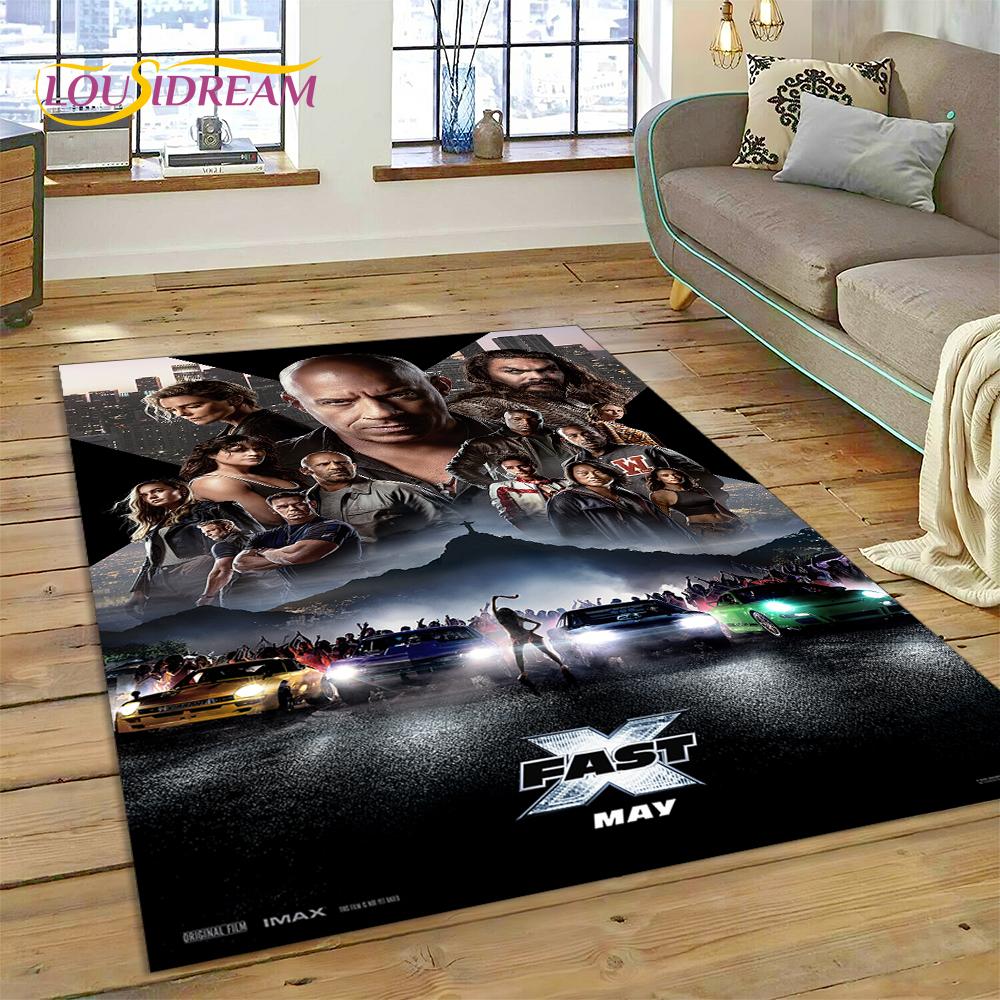 Alfombra para el Suelo más Reciente de la Película Fast & Furious X 10 Vin Diesel para Sala de Estar, Dormitorio, Decoración del Hogar, Decoración Antideslizante para Sofá, Felpudo