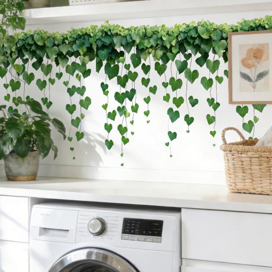 Green Plants Leaves Wall Decals Hanging Vine Wall Stickers Removable Peel And Stick Wall Art Murals for Kids Bedroom TV Background Home Decor