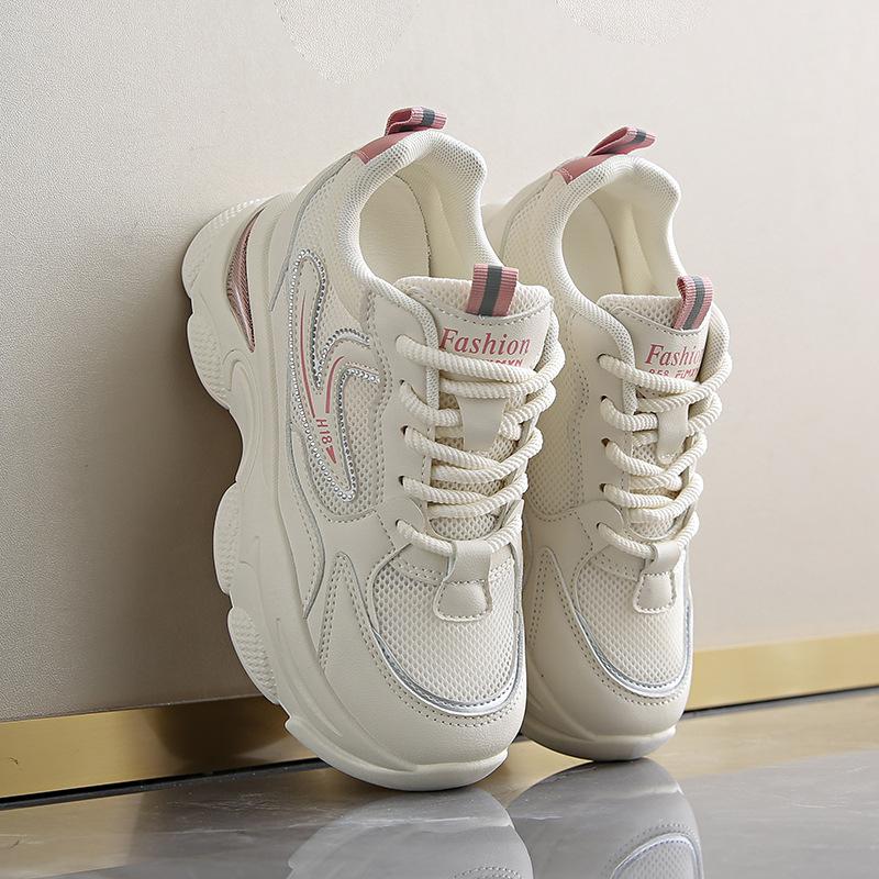 Fashion inner height increase dad shoes women's small man 2025 summer mesh breathable little white shoes platform sports casual shoes