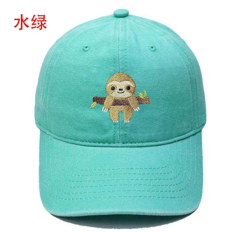 Popular Cute Sloth Embroidered Baseball Cap Animal Washed Retro Men's and Women's Casual Outdoor Sun Hat