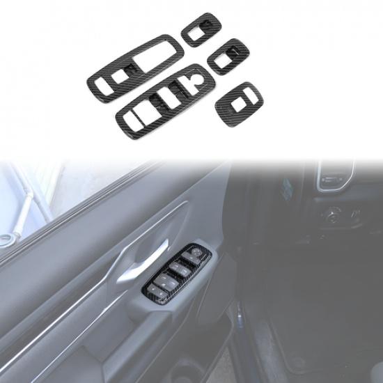 

Carbon Fiber Window Lift Switch Button Panel Cover Trim For Dodge Ram 1500 18+