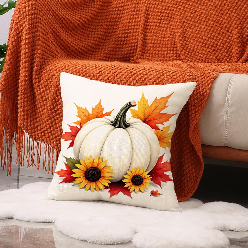 Autumn Harvest Pumpkin Pillow Cover Farmhouse Atmosphere Decoration Thanksgiving Cushion Maple Leaf Print Home Sofa Cushion