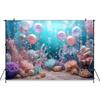 Mermaid Photography Backdrop Bluey Underwater World Purple Shell Starfish Balloon Birthday Decorations Background Photo Studio