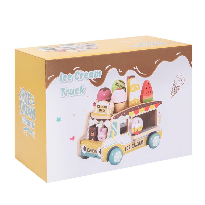 Wooden Pretend Play Ice Cream Cart Toy For Kids Educational Gift