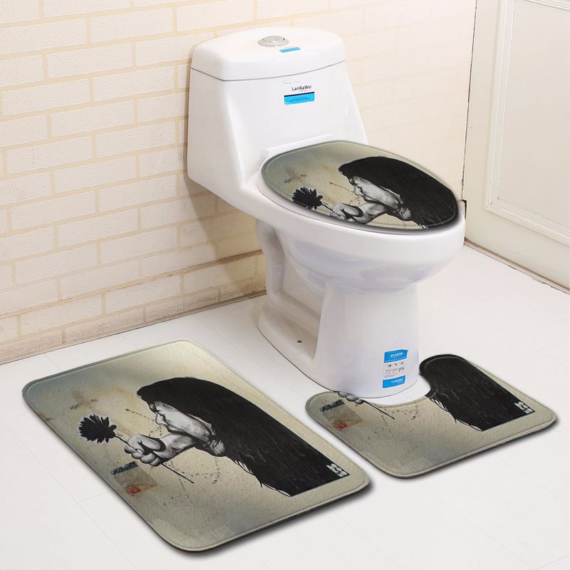 Personality Thriller Bathroom Toilet Three-Piece Floor Mat Door Mat Bathroom Carpet Now