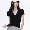 New Solid Color Hottie Short-sleeved T-shirt for Women Slim Fit Casual Versatile Design Pullover Top for Women