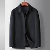 Chaqueta de solapa de lana de seda morera para negocios de mediana edad, forro de lana pura extraíble, abrigo grueso