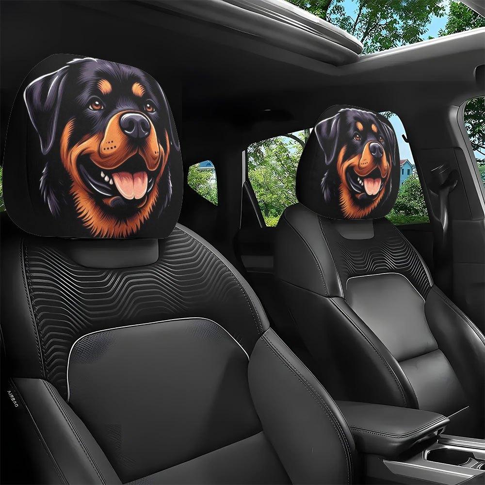 Fundas Realistas para Reposacabezas de Rottweiler, Decoración, Ajuste Cómodo, Adecuadas para Viajes Largos o Trayectos Diarios, Mejoran Perfectamente el Estilo Interior