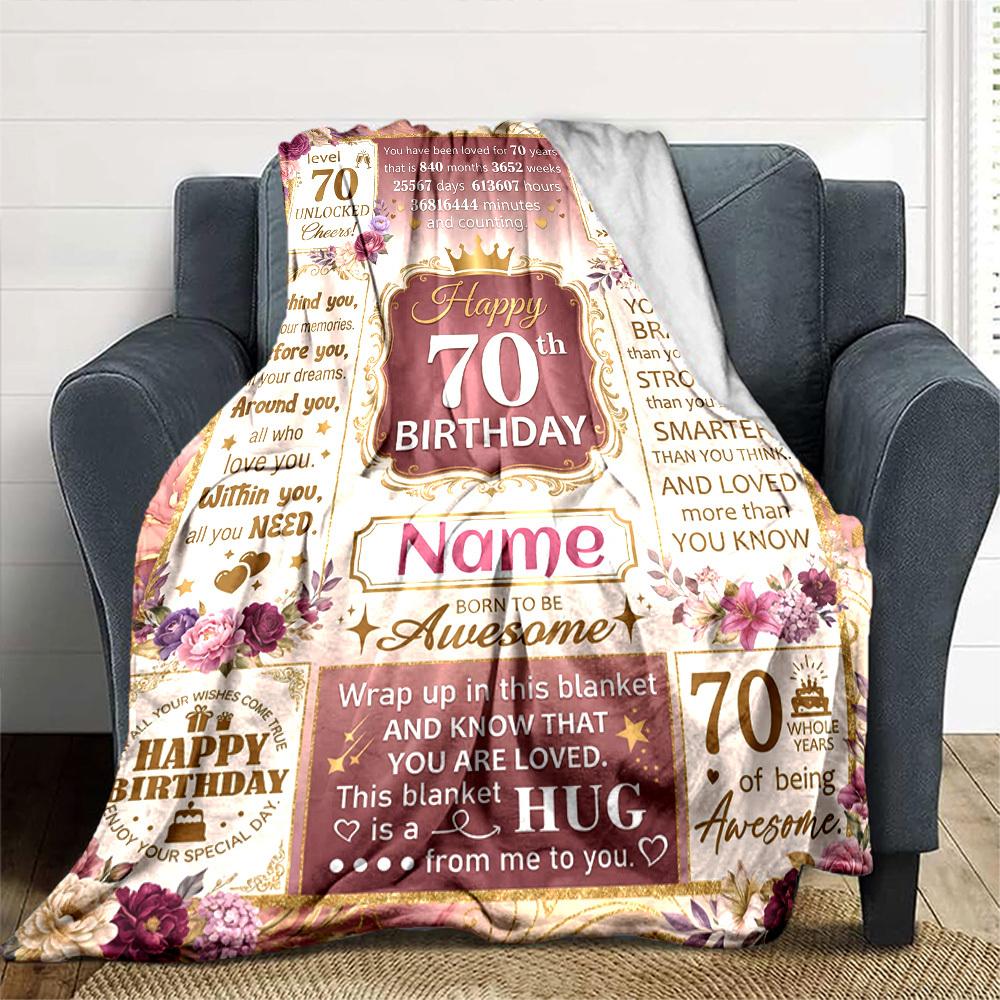 Happy 70Th Birthday In 1956 Throw Blanket Warmthful Decor For Sofa Couch Office Bed Picnics Allseason Use Playful Design Unique Gift For Family And