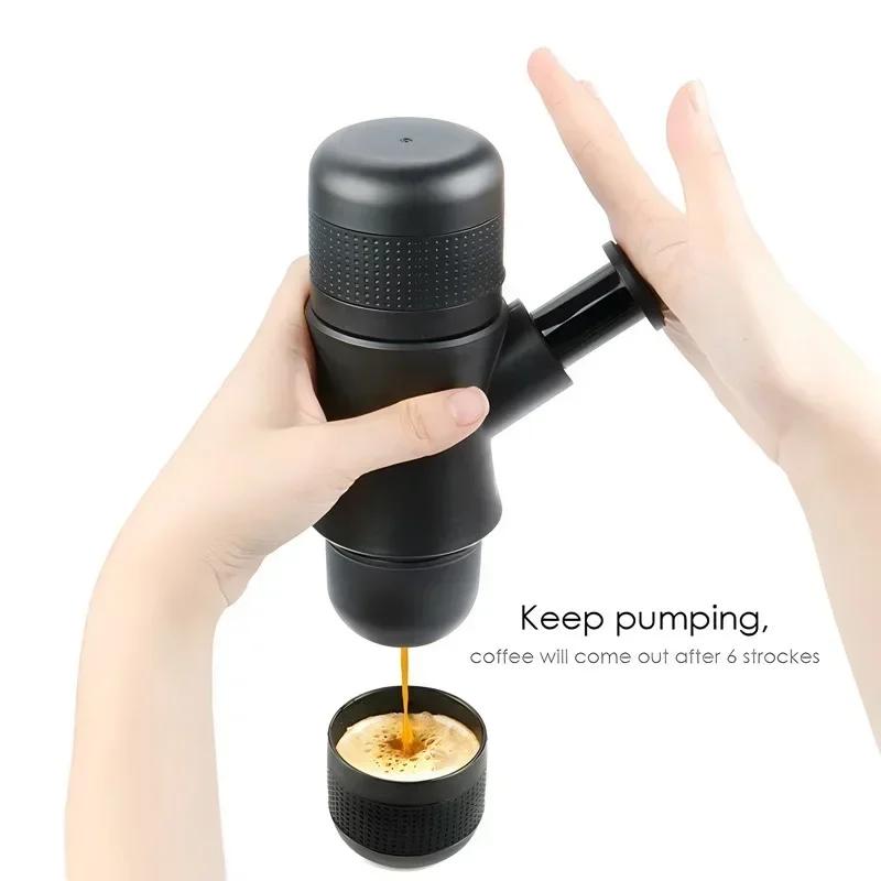 Portable Mini Handheld Pressure Coffee Machine - Espresso Maker for Office/Travel/Outdoor Use (Durable, Compact & Easy To Clean)