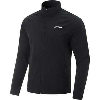 Li Ning Mugav Tuulekindel Lihtne Lõtv Seisukrae Mitmekülgne Ühevärviline Tõmblukuga Spordijakk Meeste Jakid Must AFDV051-1