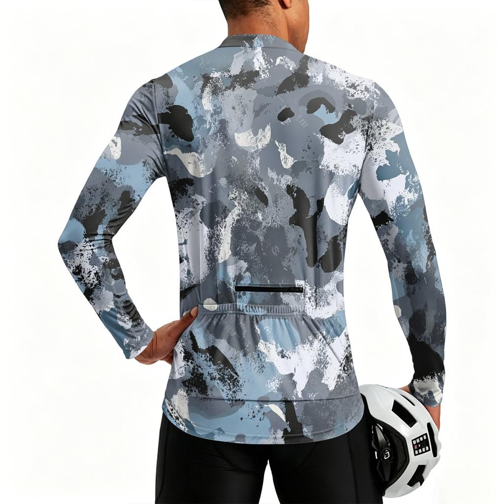 Herren Langarm Fahrradtrikot Viertelreißverschluss Atmungsaktiv Schnelltrocknend Leichtes Stretchgewebe Sportoberteil für Outdoor-Aktivitäten