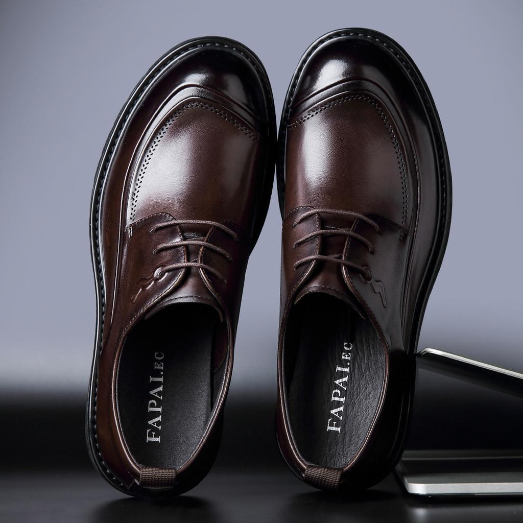Chaussures en cuir à grosse tête pour hommes affaires grande taille 46 chaussures en cuir marron première couche vache cuir véritable pour hommes travail chaussures de ville tendance cuir pur