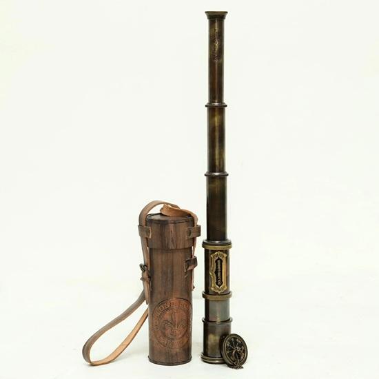 38.1 cm Brass Spyglass Telescope with Leather Case Dollond London 1920 Style Nautical Gift Décor Steampunk Gift