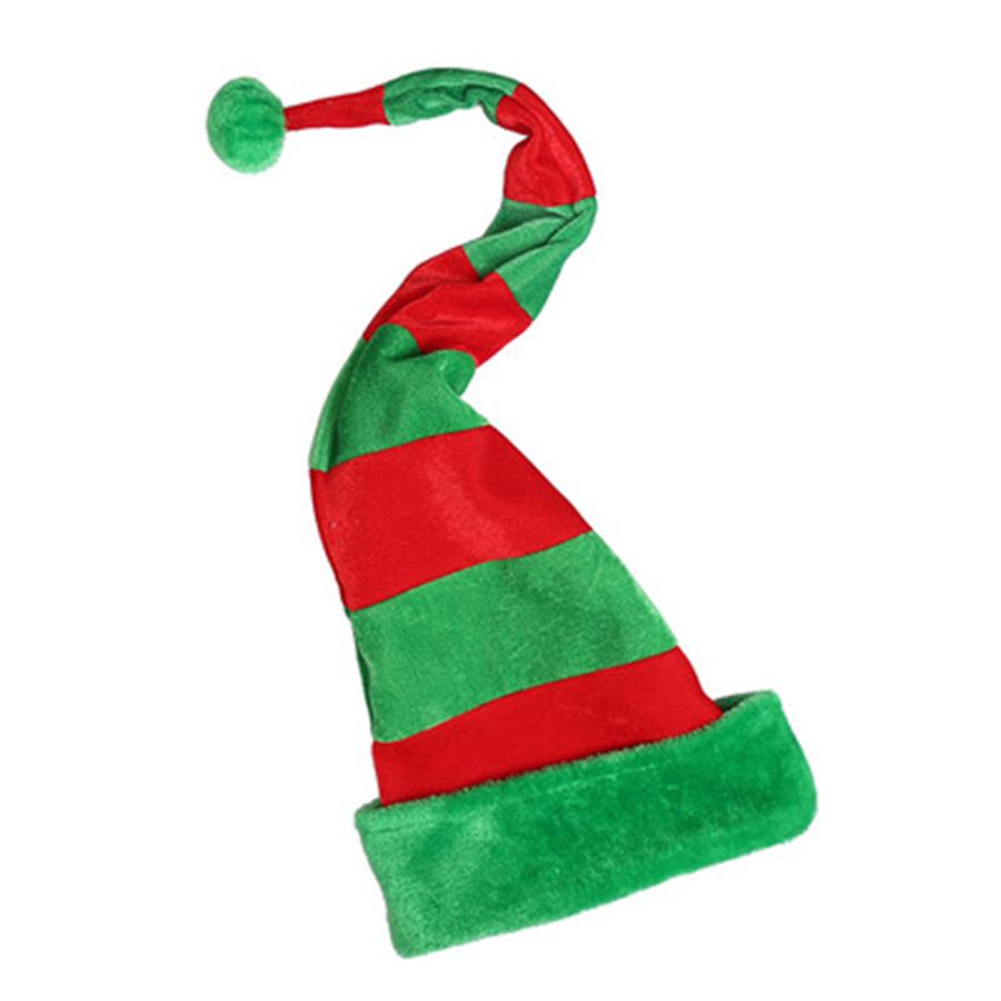 Christmas Hat Long Bendable Striped Felt Plush Santa Claus Cap Christmas 60cm